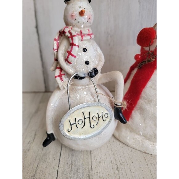 Vintage glitter Snowman snow pile set home decor top hat bird unique - Picture 2 of 6